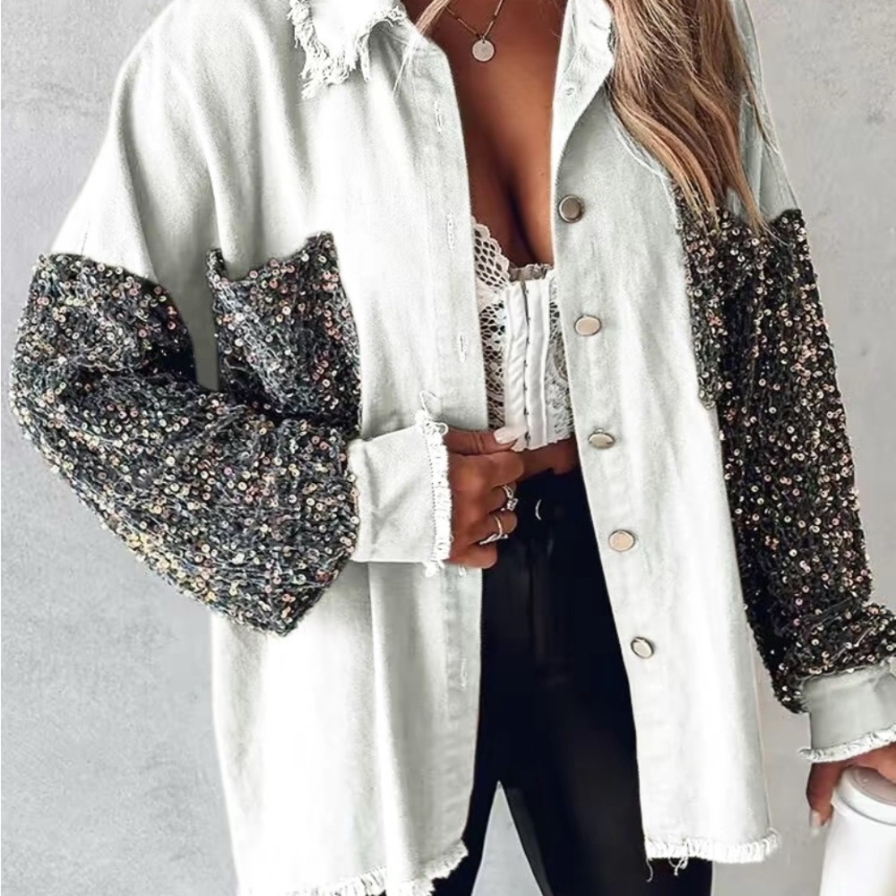 CHIC ME OVERSIZED SEQUIN JACKET SZ SMALL